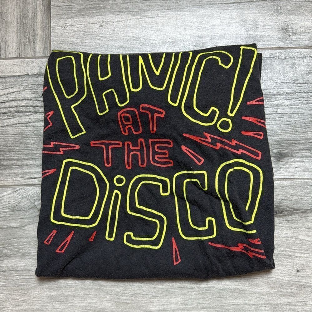Manhead Womens Panic At The Disco Crewneck Short Sleeve T-Shirt Black Large